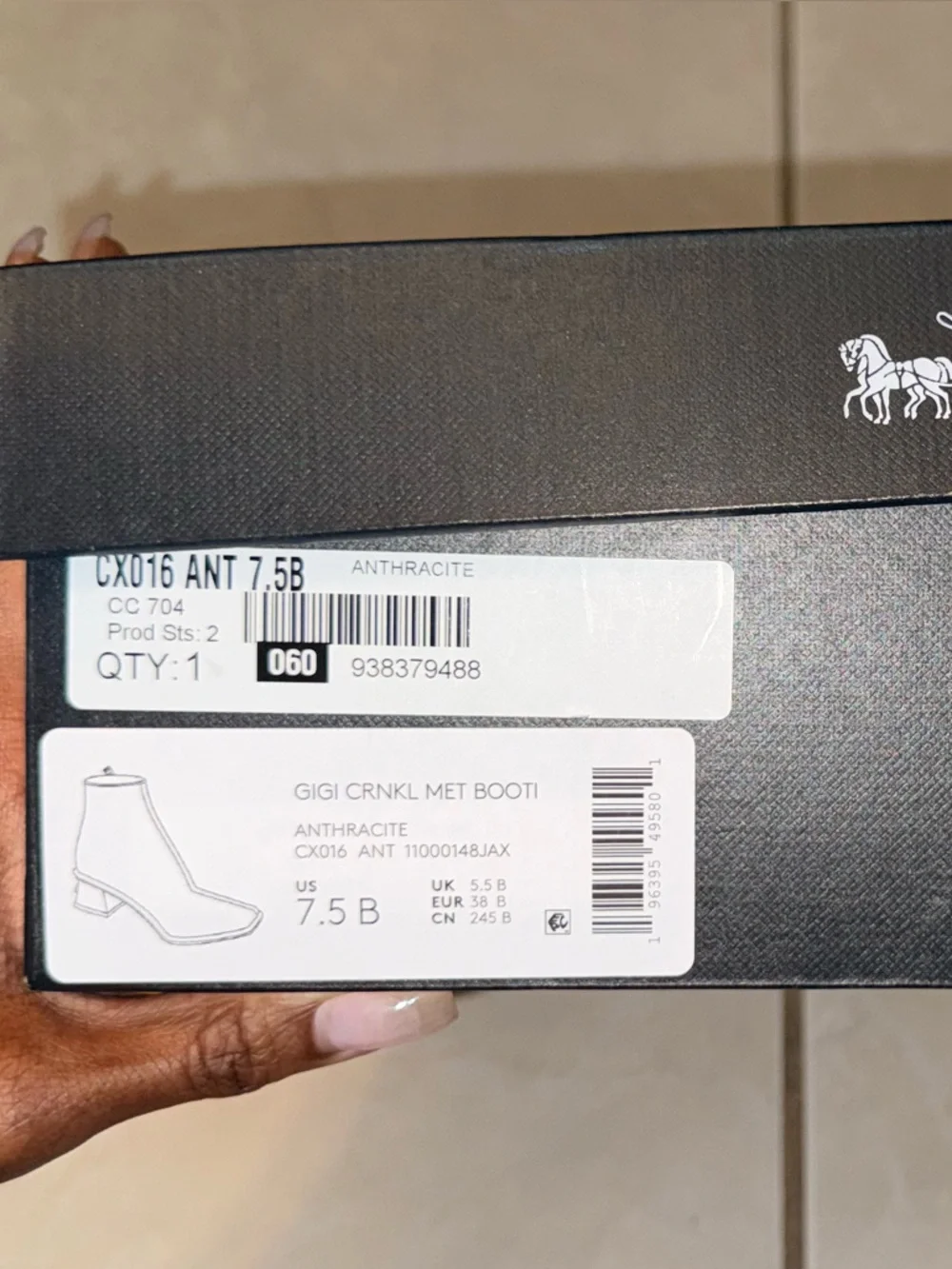 Coach Black Metallic Leather Ankle Boots - Picture 7 of 7